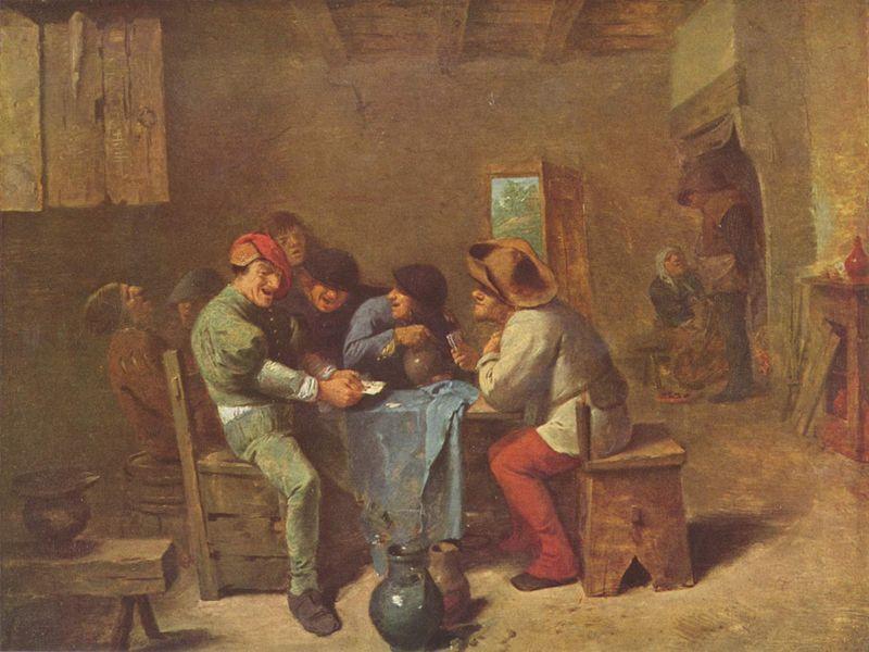 Adriaen Brouwer Kartenspielende Bauern in einer Schenke oil painting image